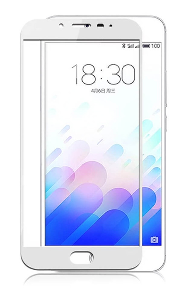 

Стекло защитное Glass Protector для Meizu M3 / M3 mini Белые рамки