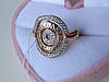 Стильное брендовое женское золотое кольцо "BULGARY" 585 пробы с белым цирконием