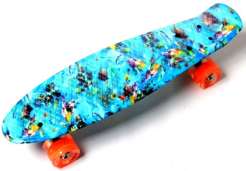

Пенни-Борд Penny Board "Nemo" Светящиеся колеса., Голубой