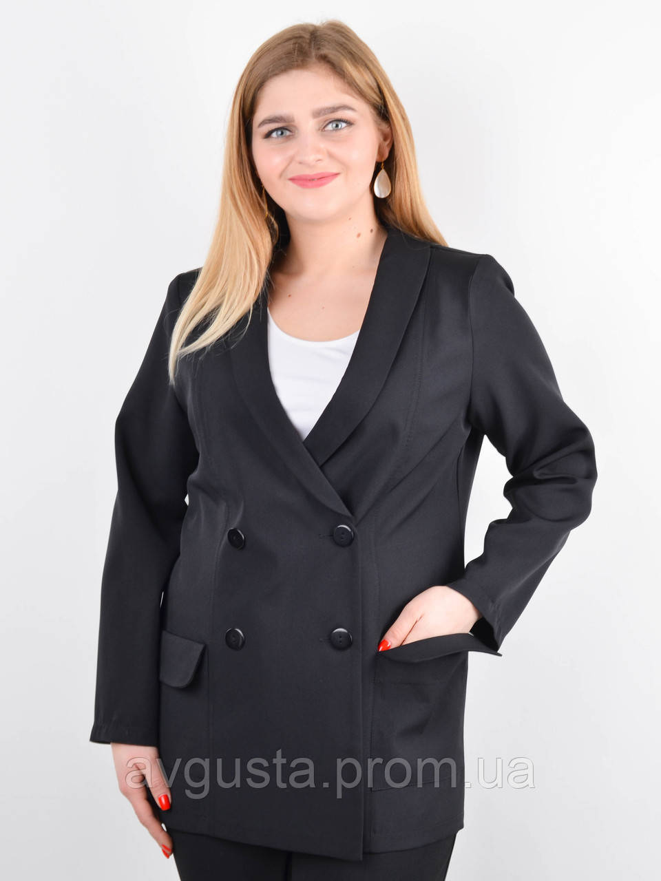 

Дольче. Пиджак для офиса plus size. Черный.