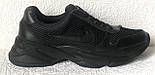 Чоловічі літні шкіряні кросівки з сіткою Nike чорного кольору, фото 3