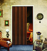 Двері гармошка Горіх Мускатний Folding міжкімнатні, глухі, складні, розсувні, пластикові, приховані