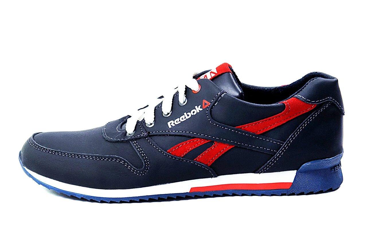 

Мужские кожаные кроссовки Anser Reebok New Line dark blue red(реплика) 42, Черный