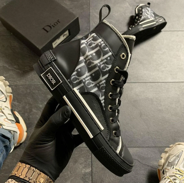 

D*or B23 Oblique High Top Sneaker Black | кеды женские; высокие; черные; осенние/весенние, Черный