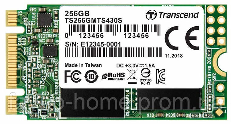 

SSD накопичувач Transcend MTS430S 256GB M.2 SATA III 3D NAND TLC (TS256GMTS430S) (6514777)