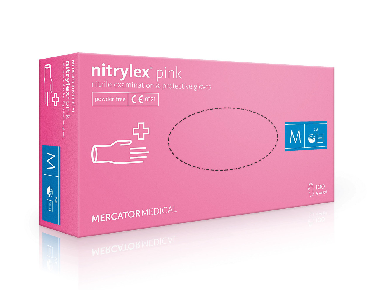 

Рукавички нітрилові Mercator Medical М 100 шт Рожеві (Nitrylexm), Розовый