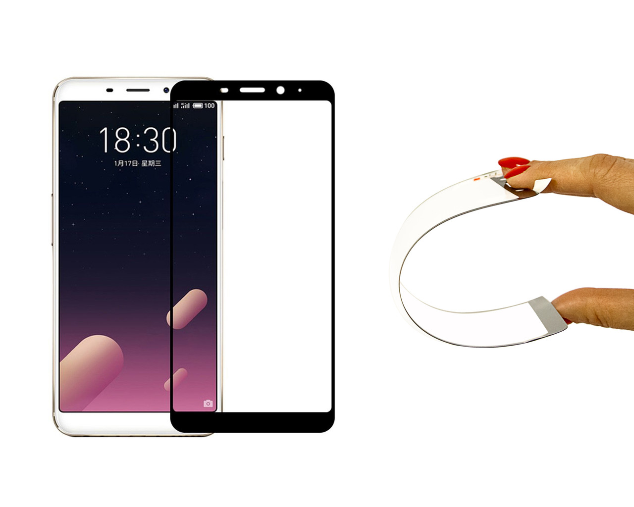 

Защитное 5D cтекло Nano Flexible GLASS ITOP для Meizu M6s Full Cover Черный