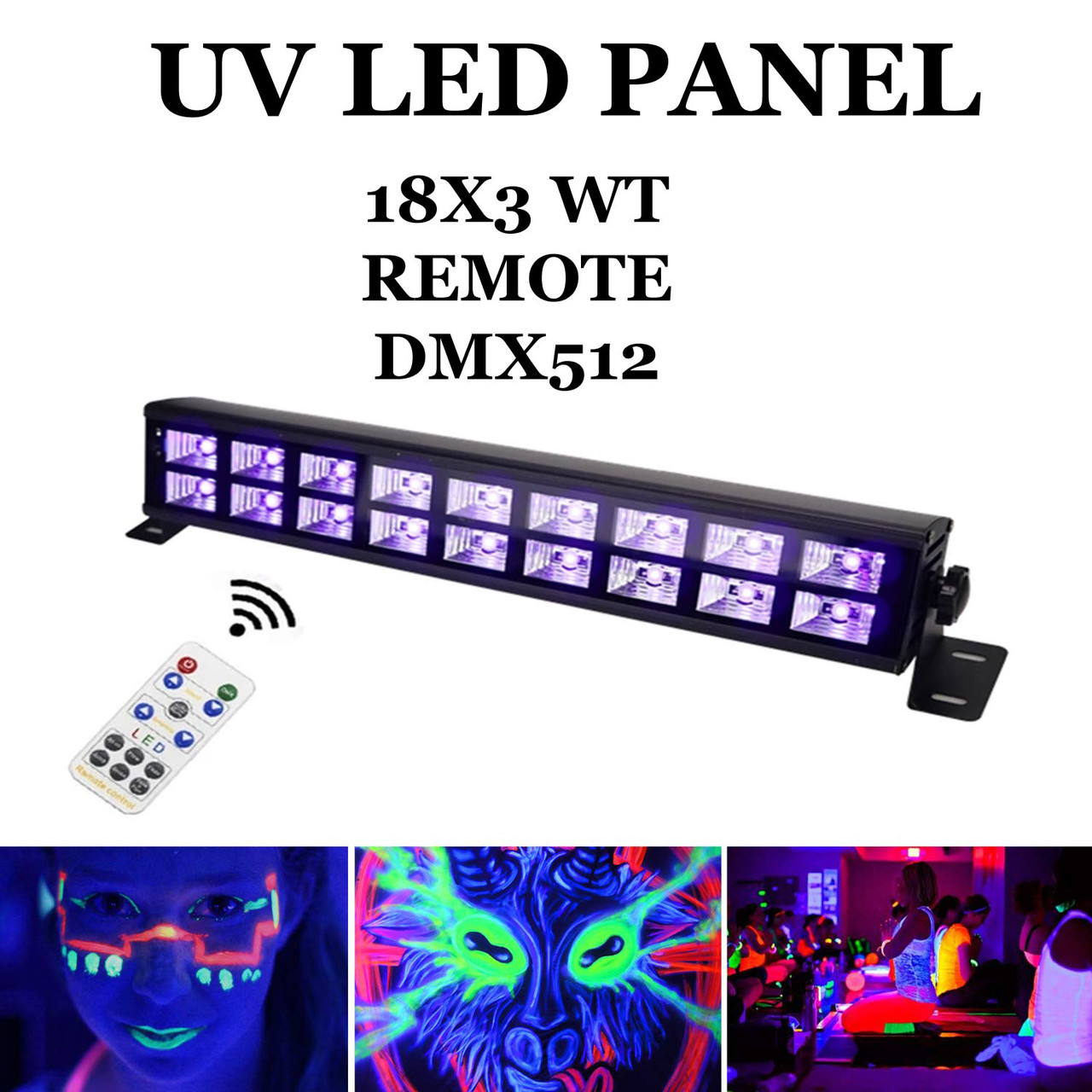 

Ультрафиолет led панель 18х3 Вт с пультом ДУ UF DMX512