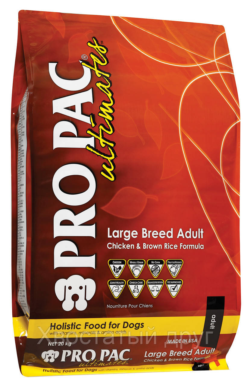 

Сухий корм для собак великих порід Pro Pac DOG Large Breed Adult Chicken & Brown Rice Formula 20 кг