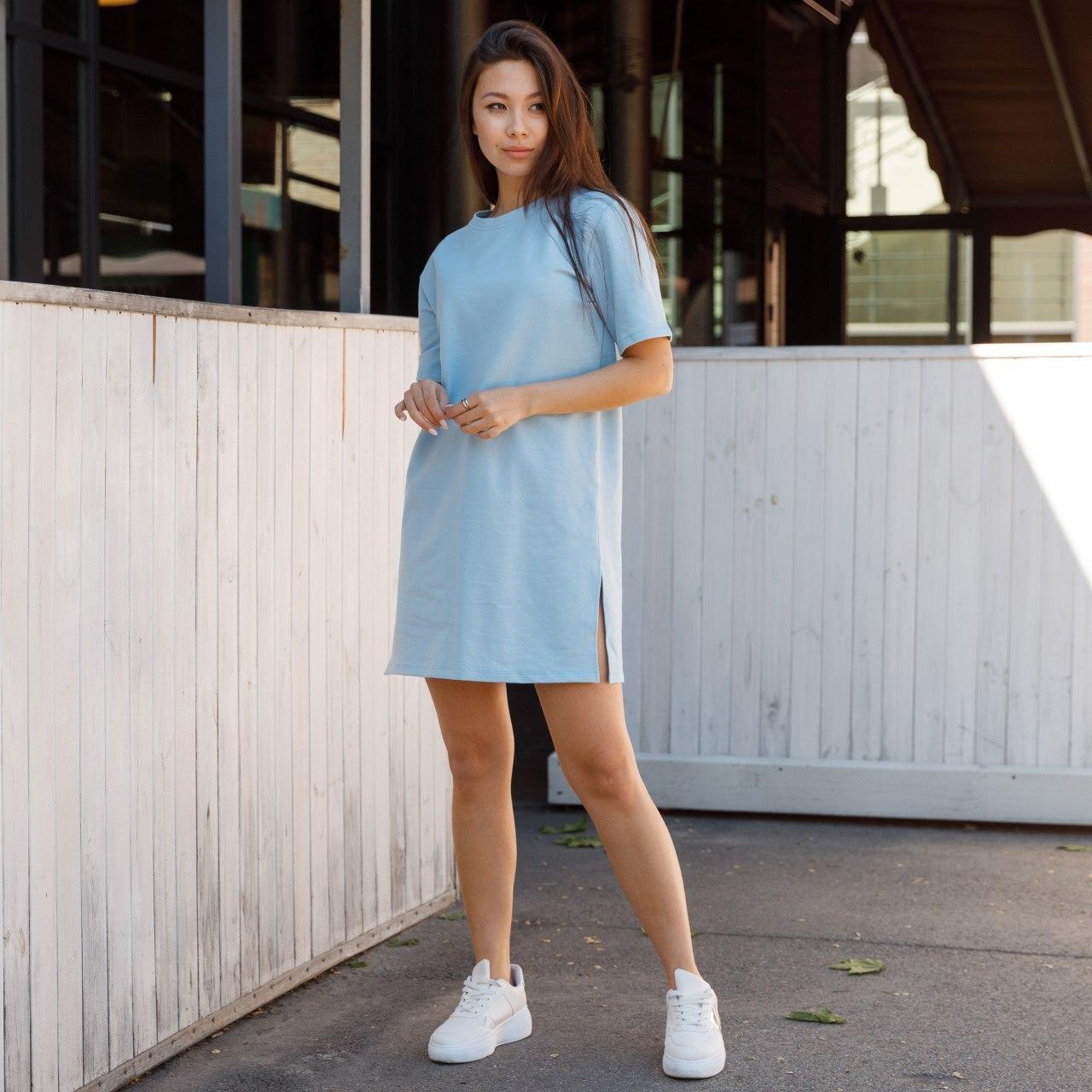 Плаття-футболка жіноче блакитне бренд ТУР модель невільнице (Sarina) TУRWEAR - Фото 4