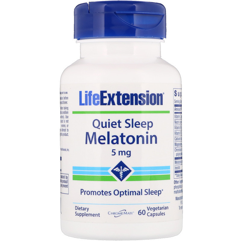 

Life Extension, Quiet Sleep, мелатонин, 5 мг, 60 растительных капсул