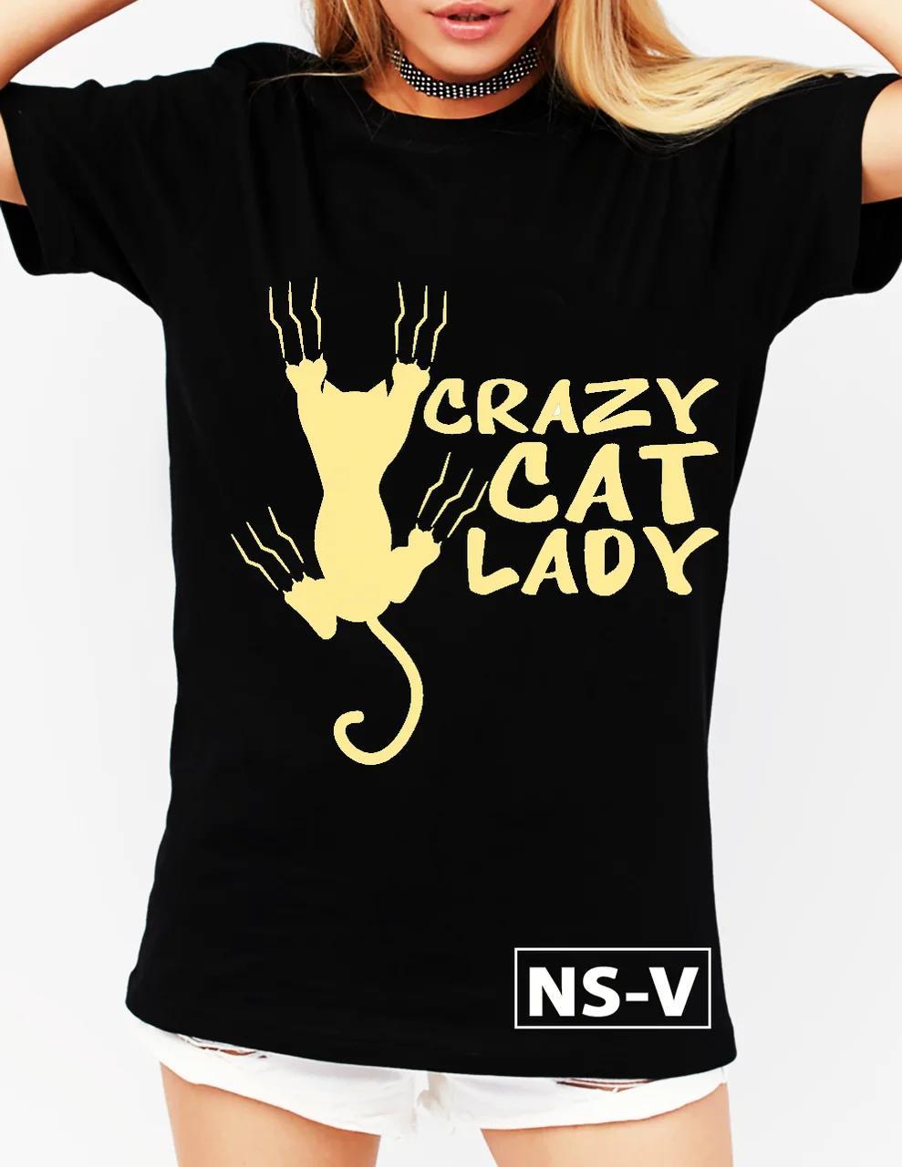 

Футболка с принтом GRAZY CAT LADY черный, 42