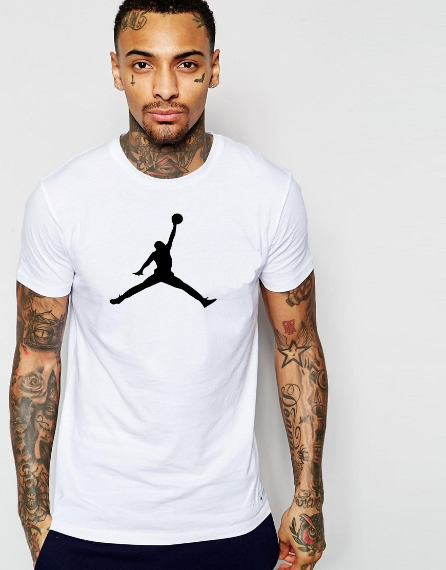 Чоловіча футболка Jordan біла (чорний принт)