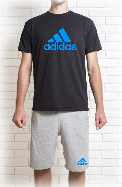 Чоловічий річний комплект з принтом Adidas (шорти + футболка)