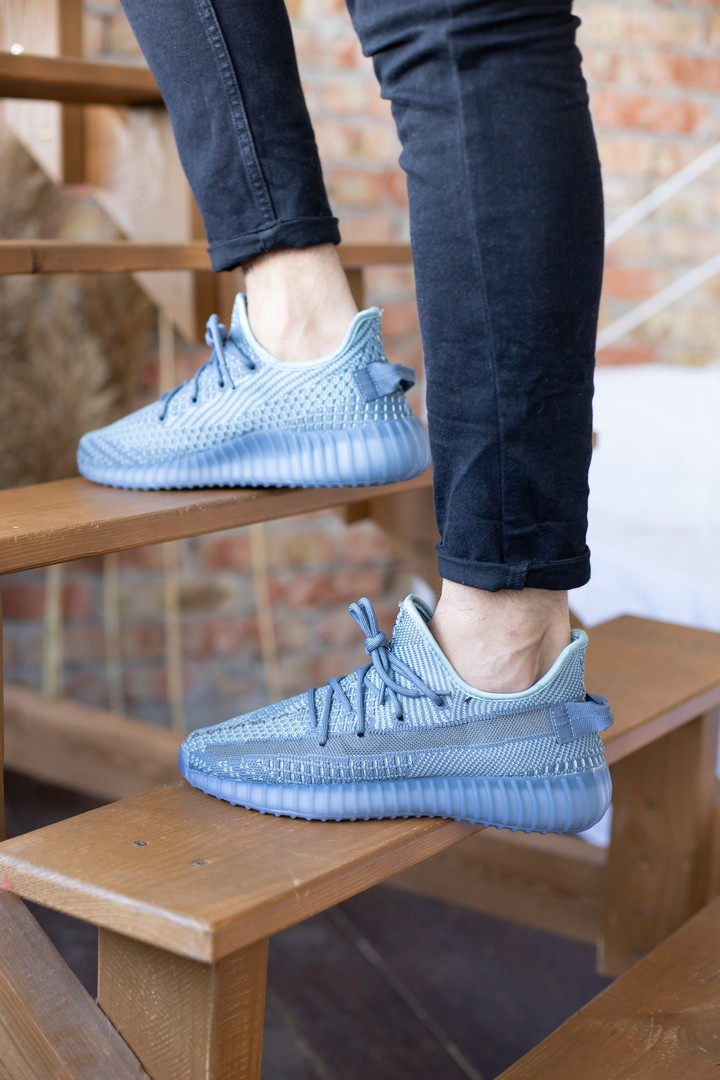 

Кроссовки мужские Adidas Yeezy Boost 350, голубые, АдиДас Изи Буст 350, код FL-2098 45