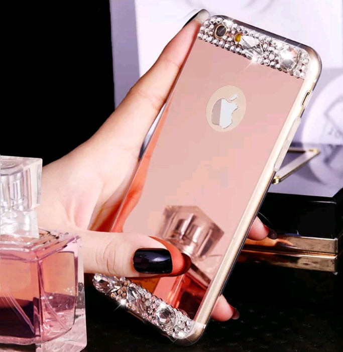 

Силиконовый чехол для Apple iPhone X Rose Gold с камнями, Розовое золото