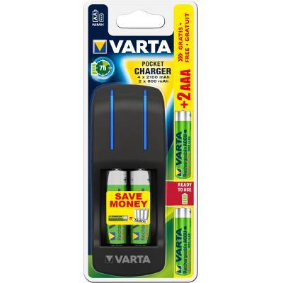 

Зарядное устройство для аккумуляторов Varta Pocket Charger + 2AA 2100 mAh +2AAA 800 mAh NI-MH (57642301431)