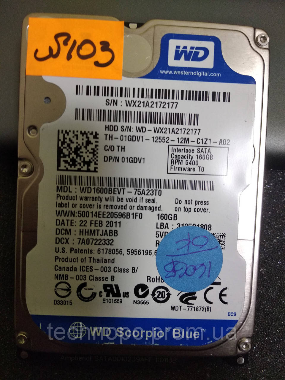 Жесткий диск HDD для ноутбука 160GB 2.5