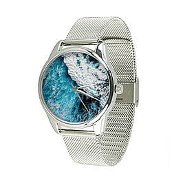 Часы ZIZ Океническая волна (ремешок из нержавеющей стали серебро) + дополнительный ремешок