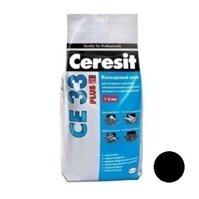 Затирочная 👷 смесь для швов CERESIT CE-33 Plus  цвет черный,