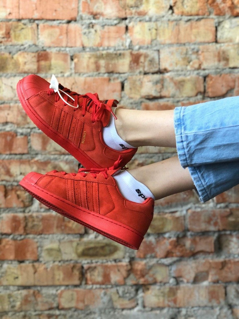 

Кроссовки женские Adidas Superstar London, красные, АдиДас Суперстар, код FL-3147 38