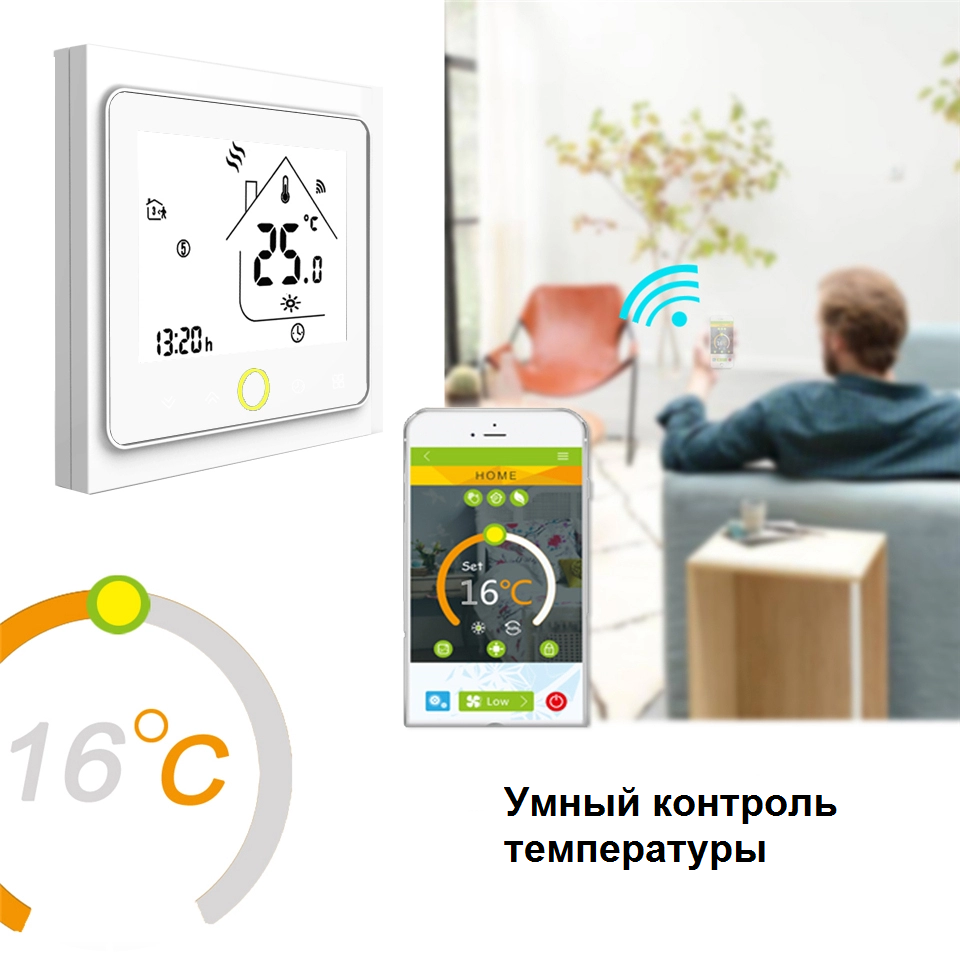 

Умный дом: WIFI терморегулятор для газовых и электрических котлов, программируемый. Комнатный термостат, Белый