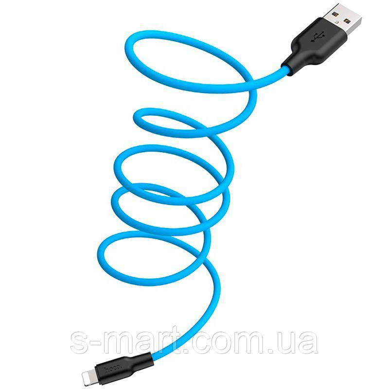 

USB Cable Hoco X21 Silicone iPhone 8 Black/Blue 1m, Черно-синий