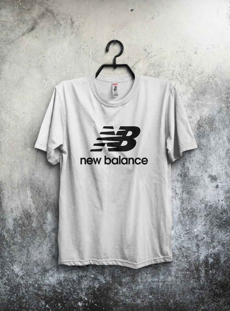 

Футболка белая - New Balance/Нью Беленс, Удобная футболка, Спортивная футболка, Унисекс, Футболки для полных!!