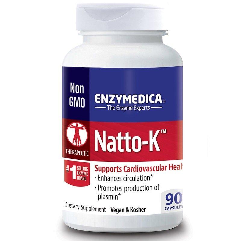 

Enzymedica, Natto-K, для сердечно-сосудистой системы, 90 капсул