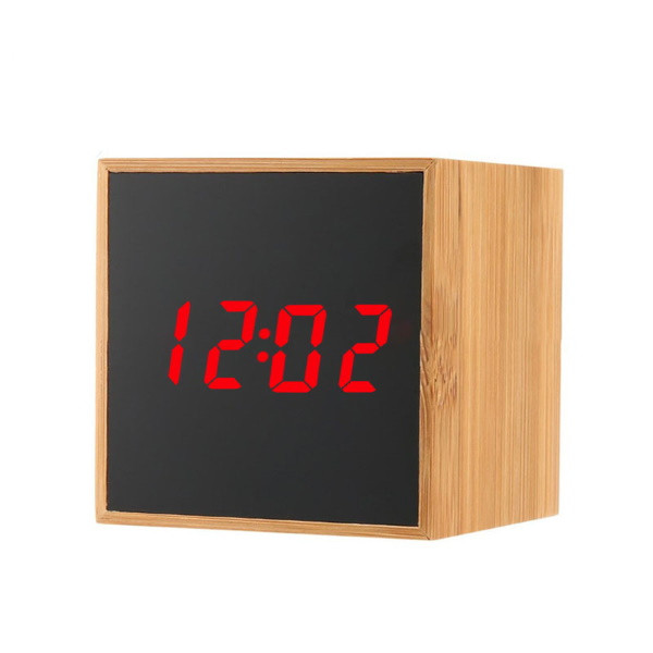 

Часы электронные под дерево bamboo led clock TS-M01 red