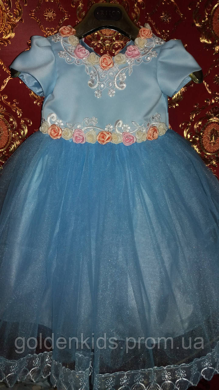 

Детское нарядное платье на девочку, Голубой