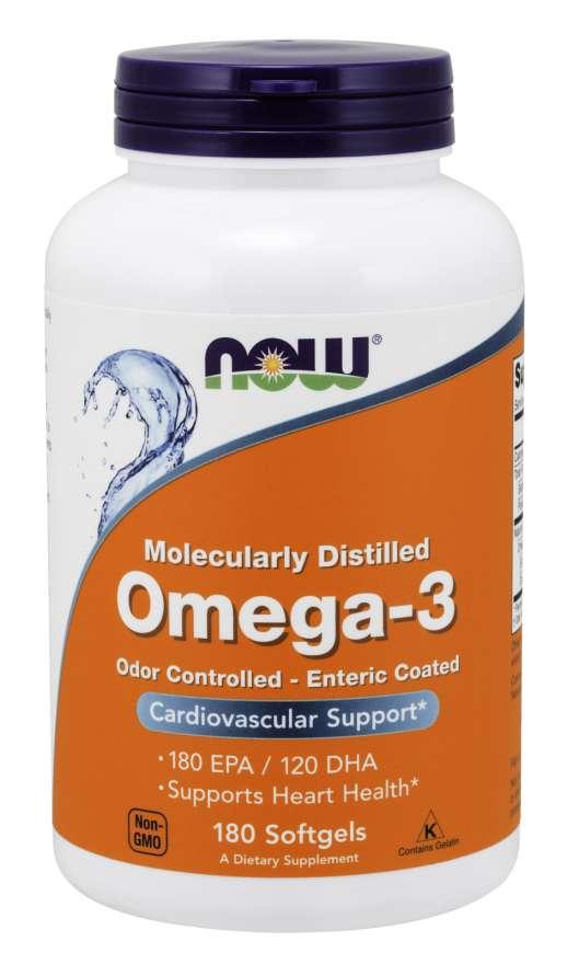 

Рыбий жир Омега-3 NOW Foods Omega-3 Distilled & Enteric Coated 180 гелевых капсул