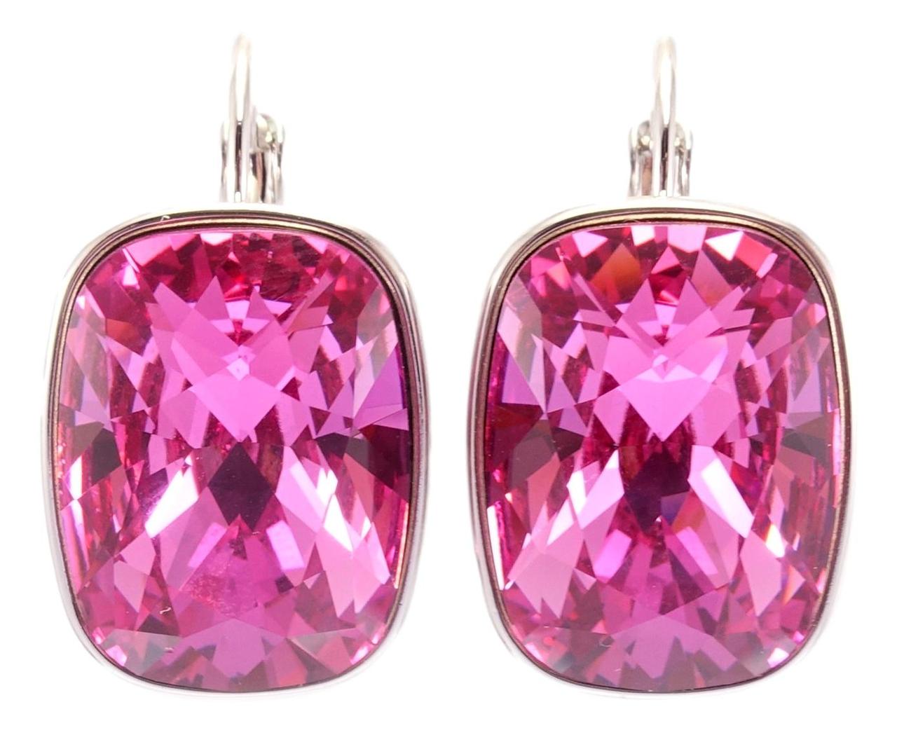 

Серьги ХР Родий с кр-ми Swarovski французский замок "Кристалл Fuchsia на дужке" 15х20 мм