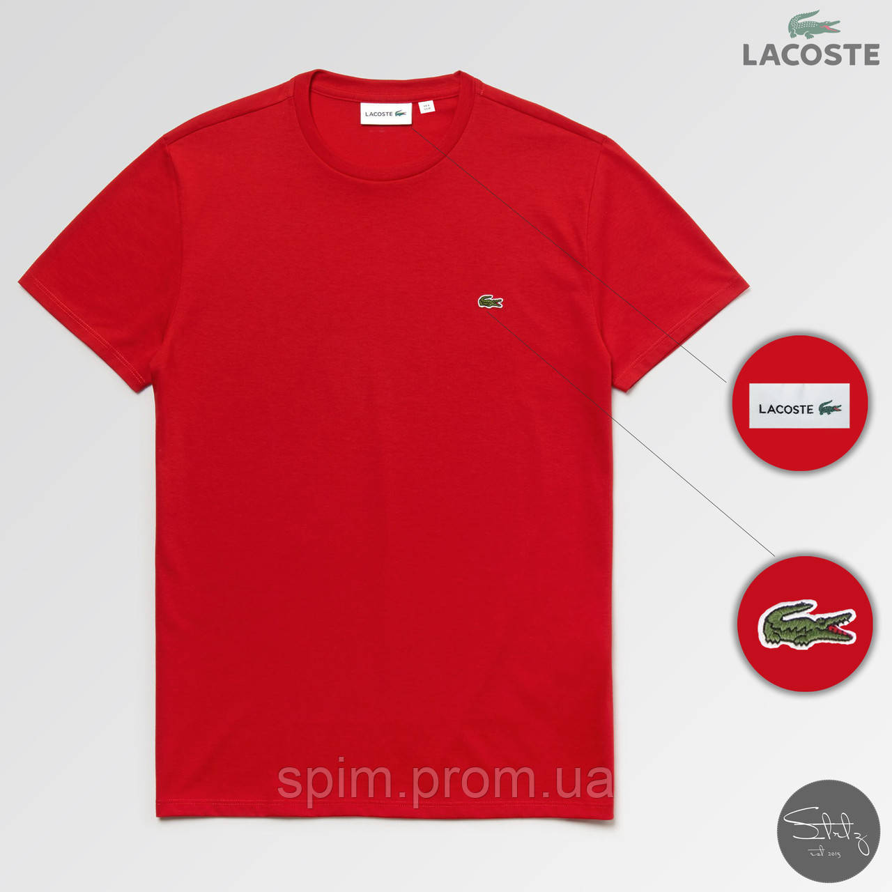 

Мужская футболка стильная Lacoste (реплика) лето. Цвет: красный