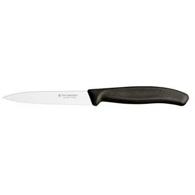 

Кухонный нож Victorinox SwissClassic для нарезки 10 см, волнистое лезвие, черный Super