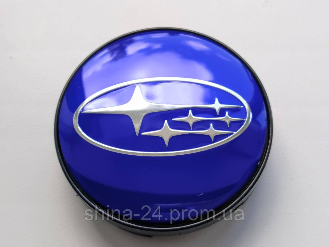 Колпачки заглушки в литые диски Subaru 60/56/10 мм. Синие