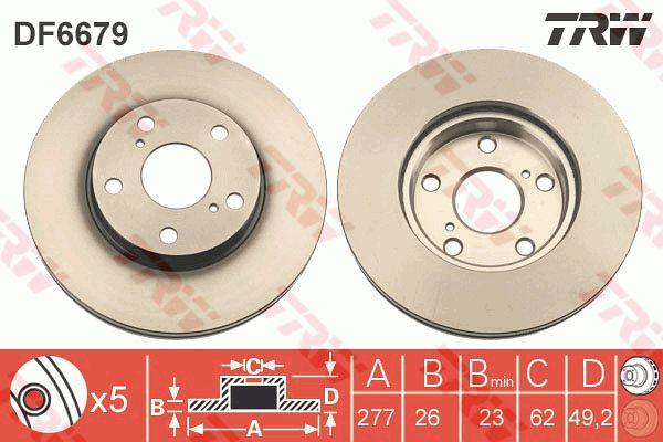 

Диск тормозной TOYOTA AURIS 1.3-1.6 2012-,COROLLA 2013- передн. (TRW DF6679)