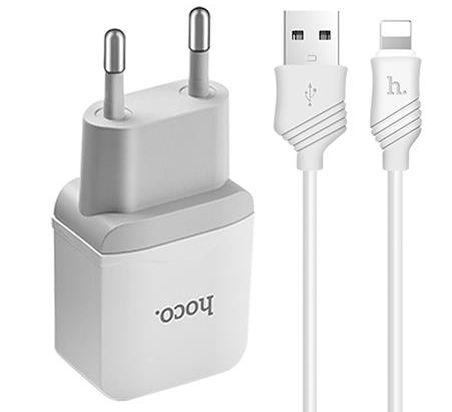 

Сетевое зарядное устройство Hoco C22A 2.4A Solo port + Lightning cable White