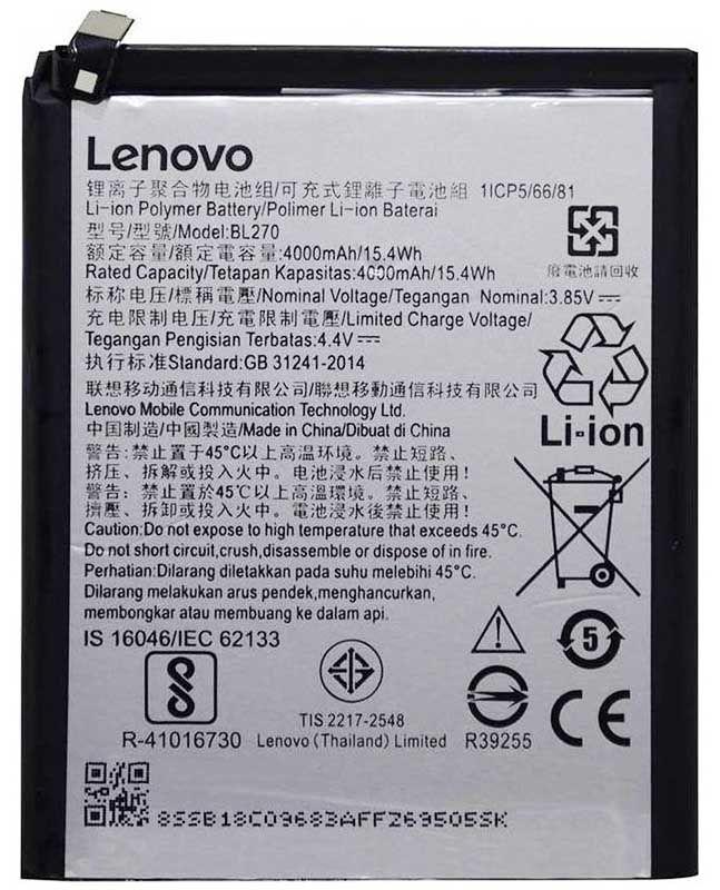 

Аккумулятор Lenovo K6 Note / BL270 (4000 mAh) 12 мес. гарантии