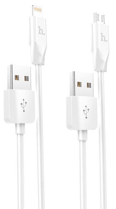 

Кабель USB Hoco X1 Rapid Charging 2-in-1 Lightning + Micro USB Cable White