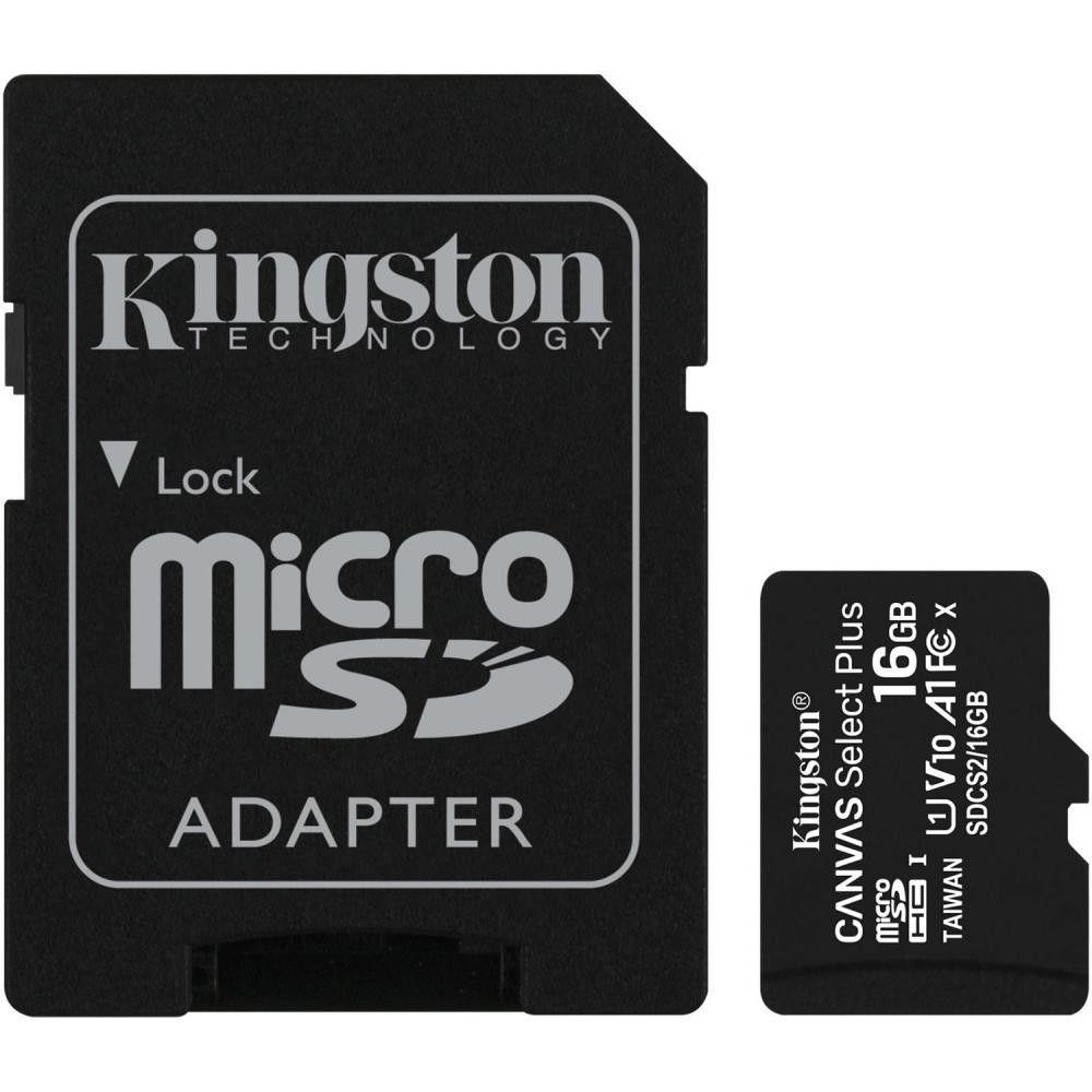 Карта памяти Kingston 16 GB microSDHC Class 10 UHS-I Canvas Select Plus + SD Adapter SDCS2/16GB