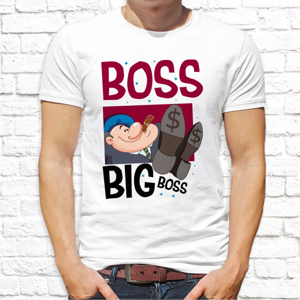 

Мужская футболка с принтом "BOSS. Big boss" Push IT, Белый, Белый XL