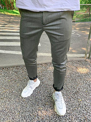 Мужские брюки универсальные (классика-спорт) Slim Fit серые, фото 2