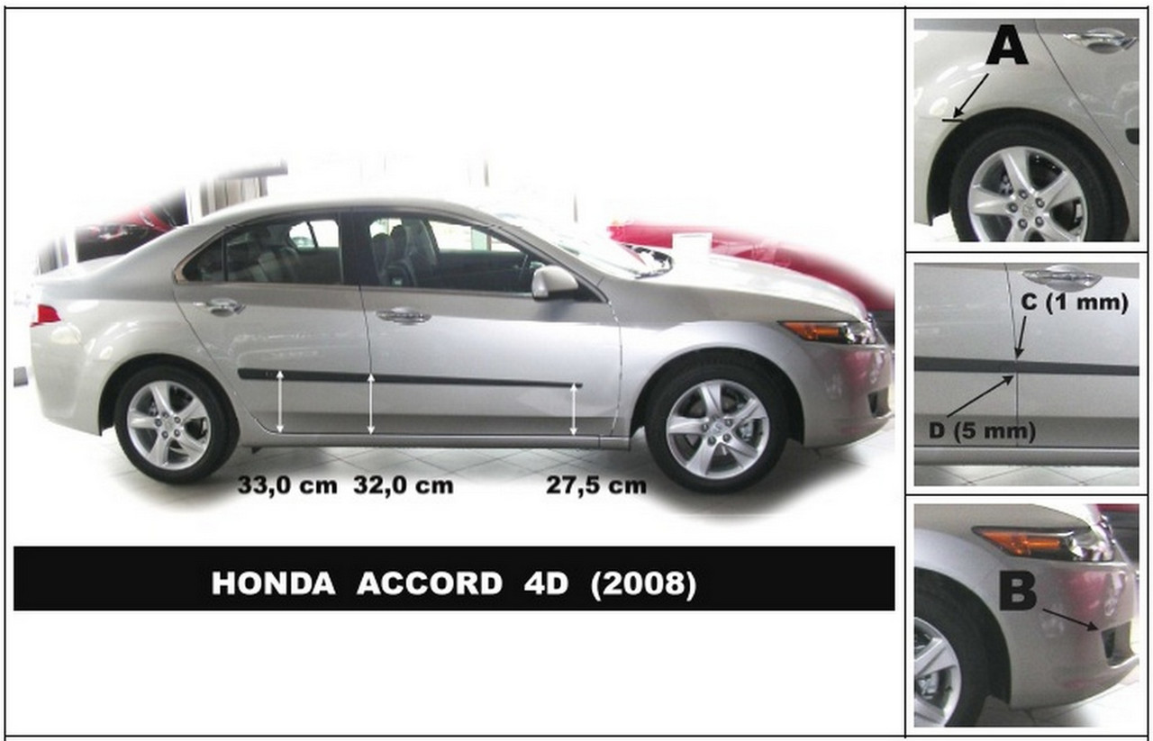 Молдинги на двері для Honda Accord Mk8 4dr sedan 2008-2015, фото 7