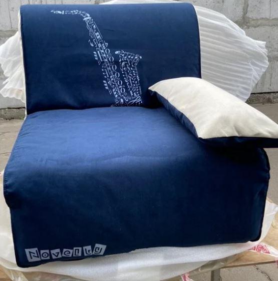 Кресло кровать Elegant 03 синий принт Saxophone (2)