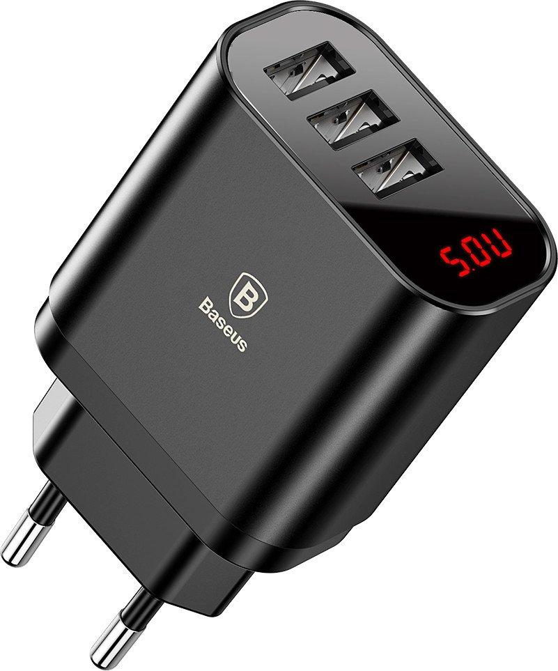 

Сетевое зарядное устройство Baseus Mirror Lake Intelligent Digital Display (3USB, 3.4A) Black, Черный