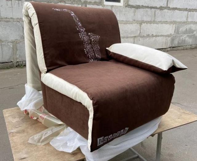 Кресло кровать Elegant 03 коричневый принт Saxophone