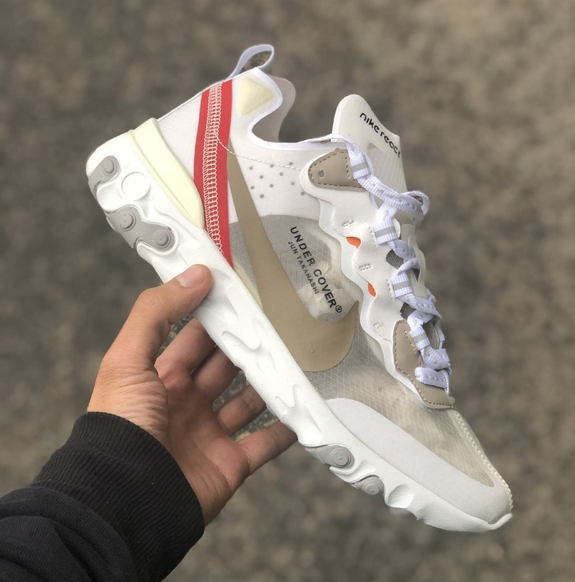 

Undercover x React Element 87 White/Beige/Red | кроссовки мужские и женские; весенние/летние; найк, Разные цвета