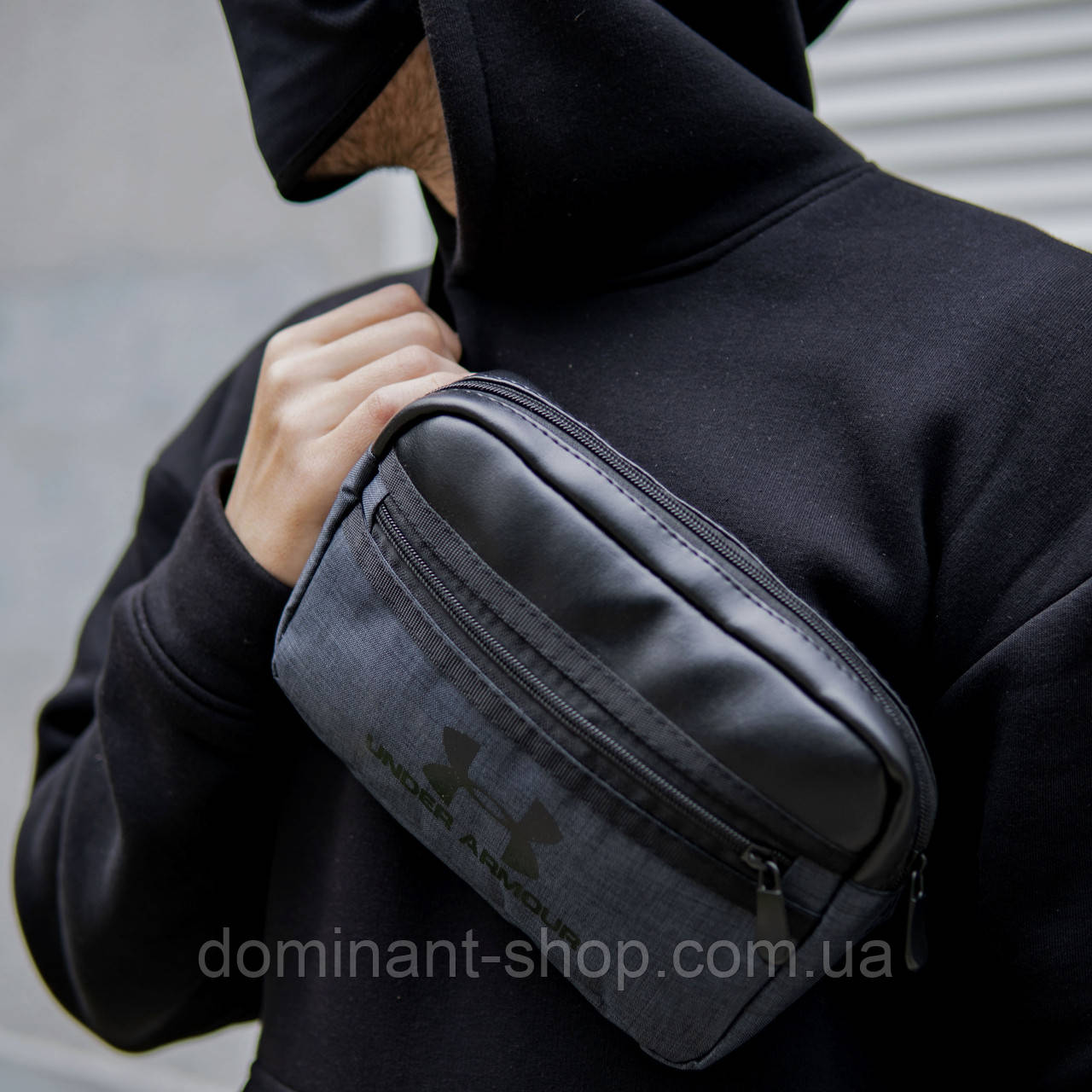 

Чоловіча поясна сумка, бананка, барижка Under Armour PR 01, Серый + черный