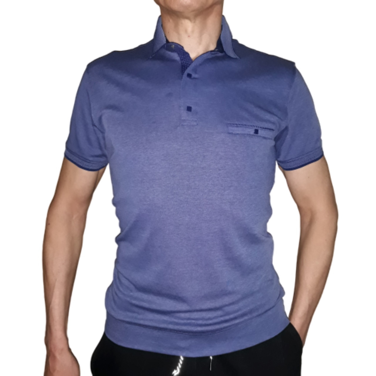 Чоловіча футболка поло Fibak джинсового кольору на кнопках